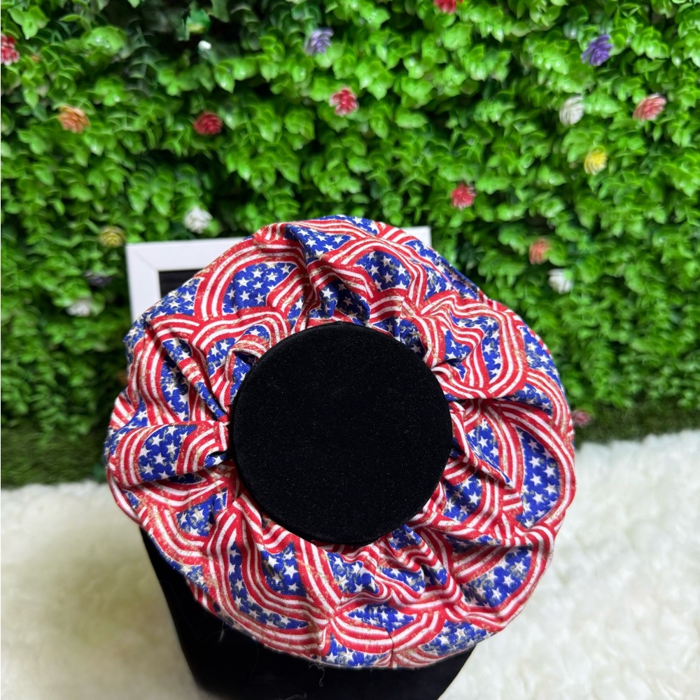Patriotic Red White Blue Fabric Hair Scrunchie